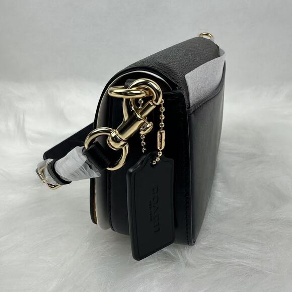 Coach Andrea Shoulder Bag In Signature Canvas CV973 Gold/Walnut/Black NWT - Picture 3 of 10